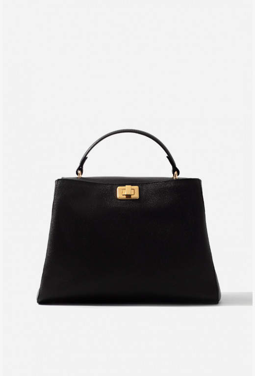 Erna Soft black leather
bag /gold/