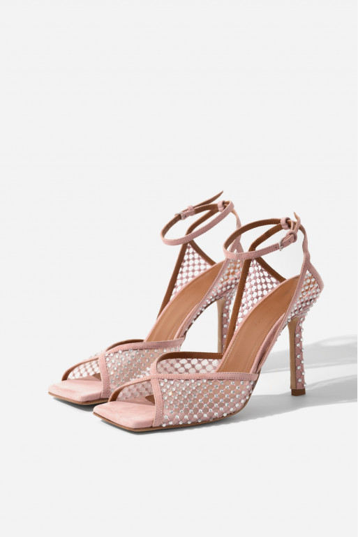 Whitney pink suede sandals with Swarovski crystals