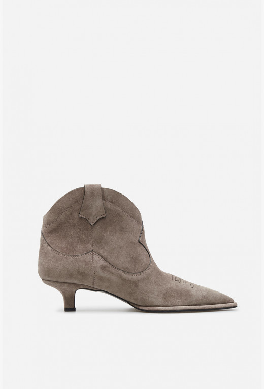 Cherilyn taupe suede cowboy boots