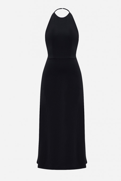 Платье сарафан с открытой спиной черного цвета