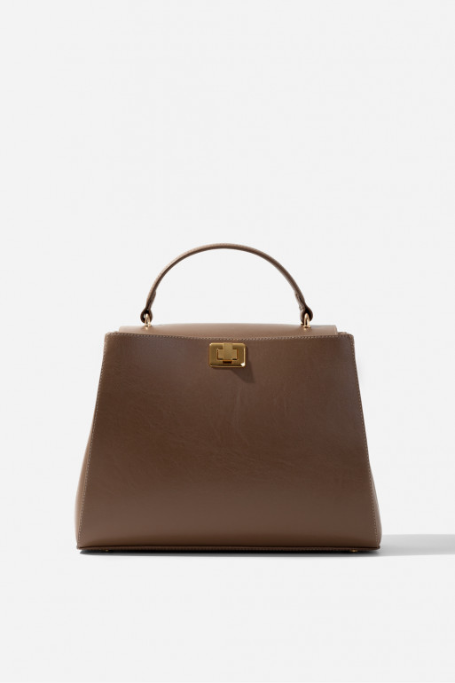 Erna brown leather bag /gold/