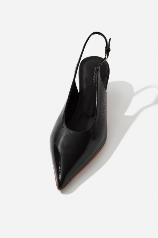 Darcy black leather slingback shoes