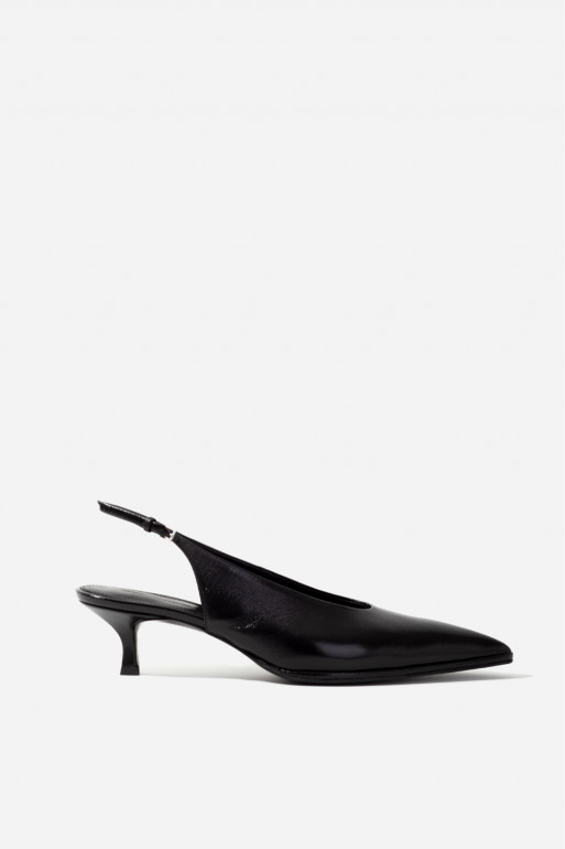 Darcy black leather slingback shoes