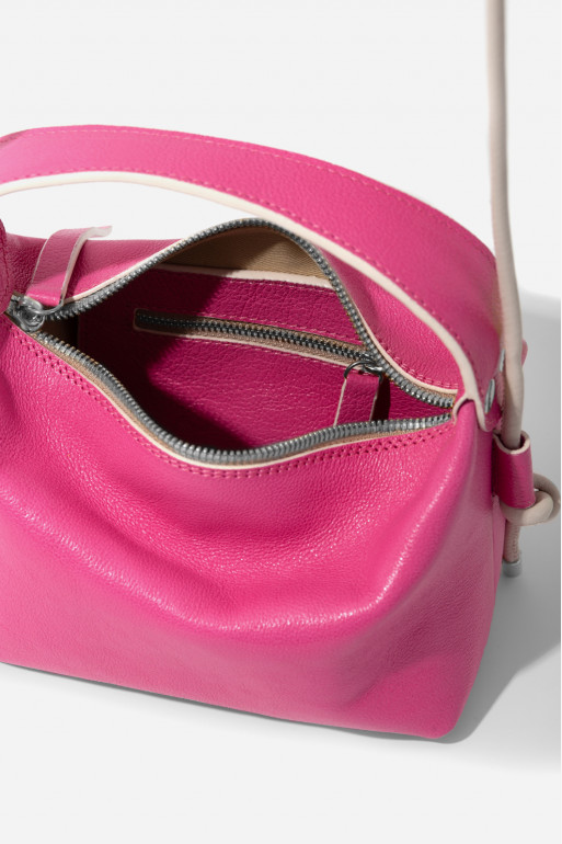 Selma micro pink leather
bag /silver/