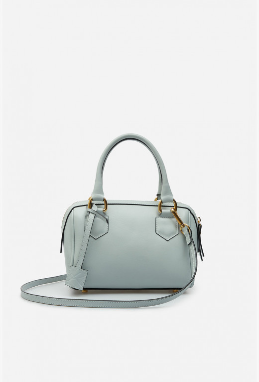 Drew blue-gray leather shoulder bag /gold/