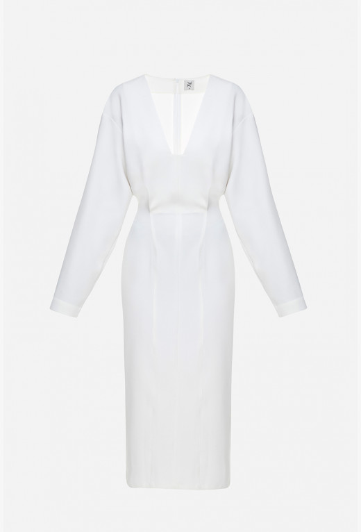Сукня-міді з довгим рукавом біла