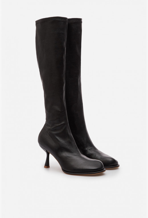 KAYA black leather knee boots