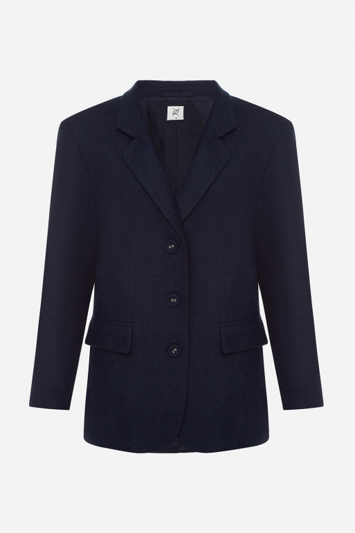 Oversize dark blue woolen jacket