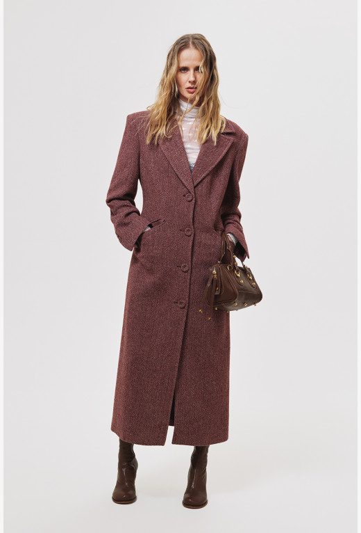 Dark red fitted coat