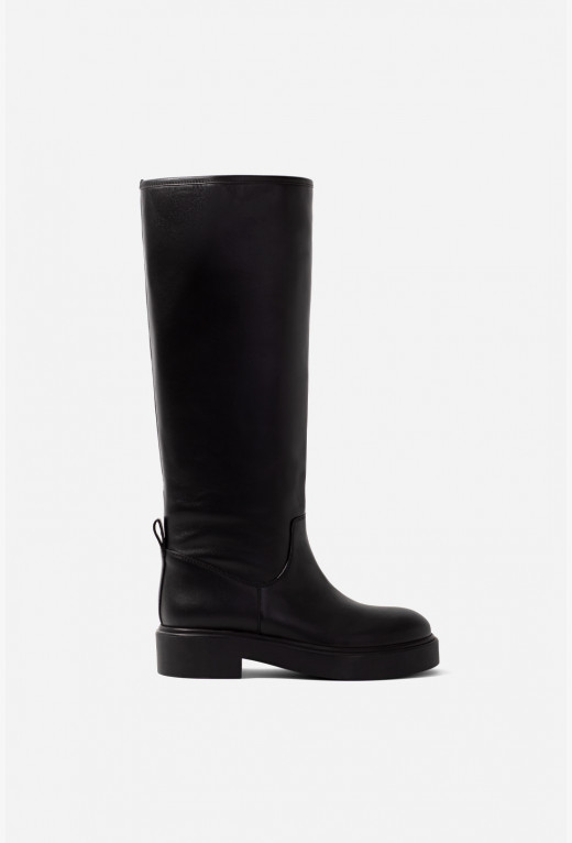 Black leather Melanie boots with woolen