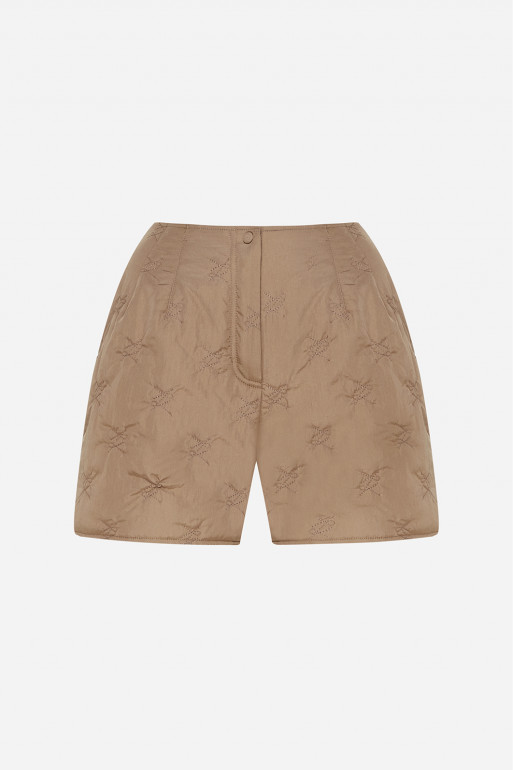 Beige quilted shorts