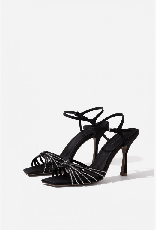 Black satin Julie crystal sandals 7200 buy in the