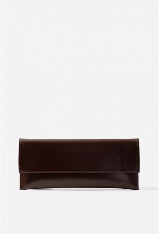 Brown leather Paola clutch