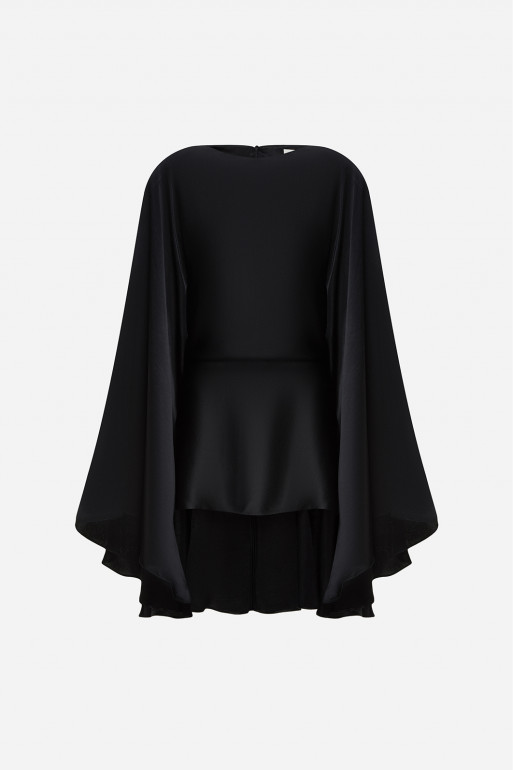 Платье мини со шлейфом черное