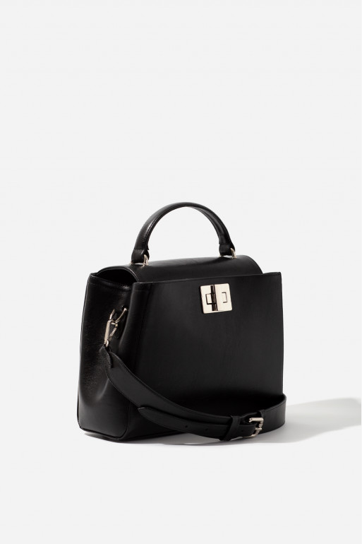 Erna New black leather bag /silver/