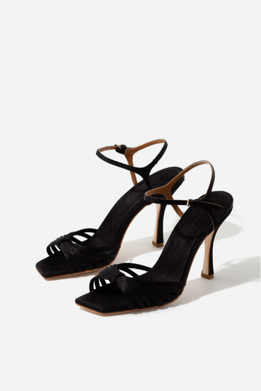 Julie black satin sandals /9 cm/