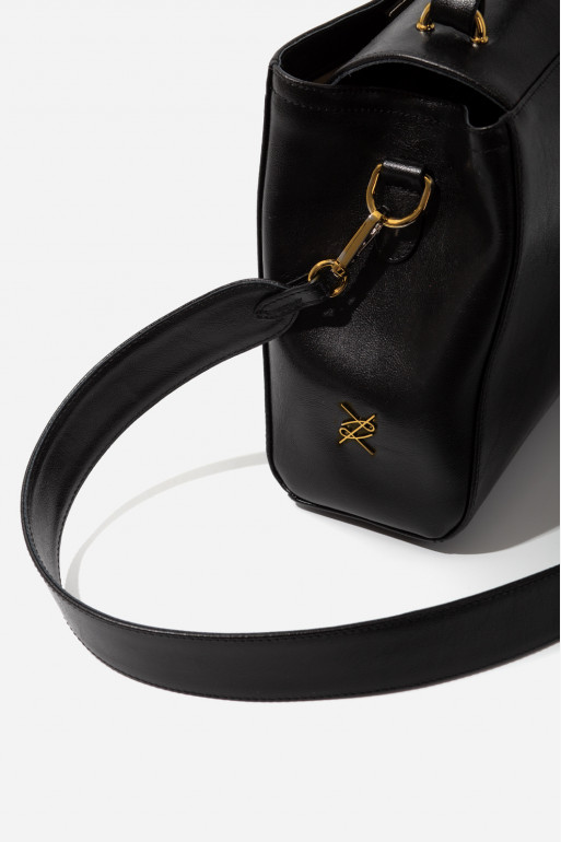 Erna New black leather bag /gold/