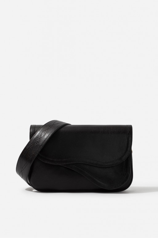 Saddle bag 2
black leather crossbody /silver/