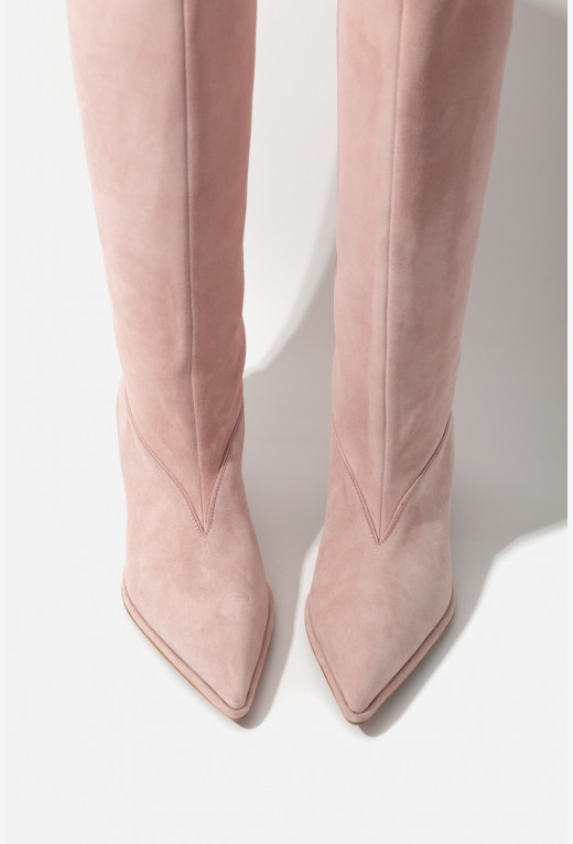 Light pink 2025 suede boots