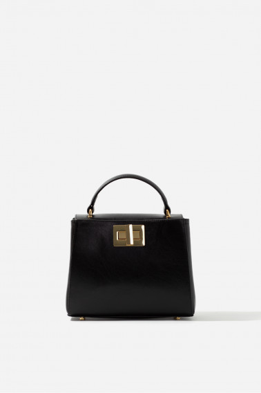 Erna mini New black leather bag /gold/