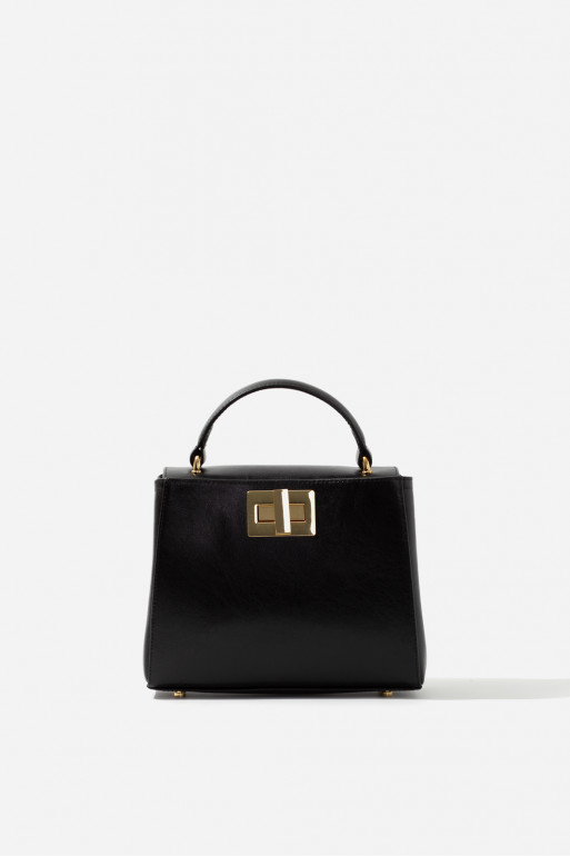 Erna mini New black leather bag /gold/