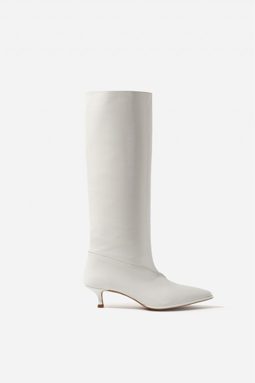 Erica white patent leather boots
