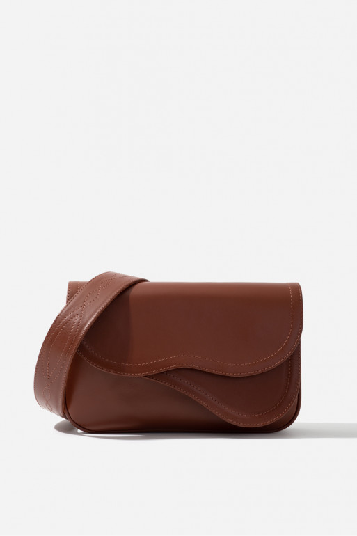 Saddle bag 2 brown leather crossbody /silver/
