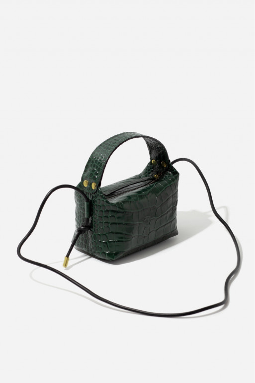 Selma micro dark green leather bag /gold/