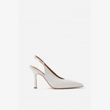 Roomy white patent leather slingback shoes