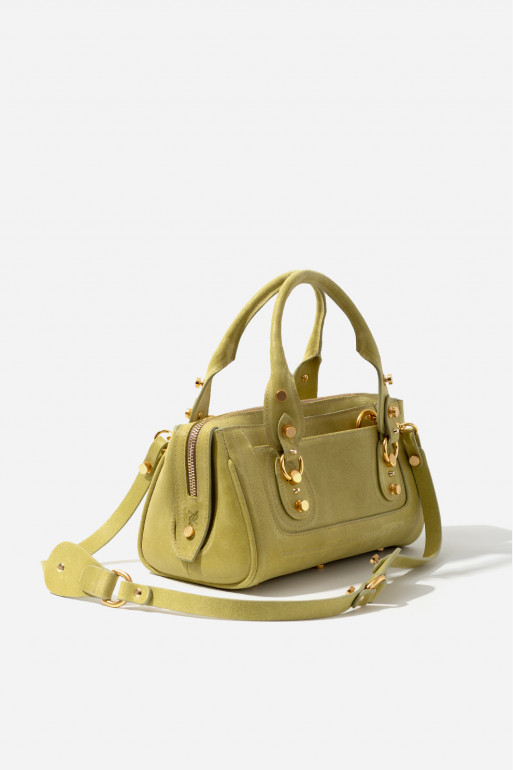 Donna light olive vintage leather bag /gold/