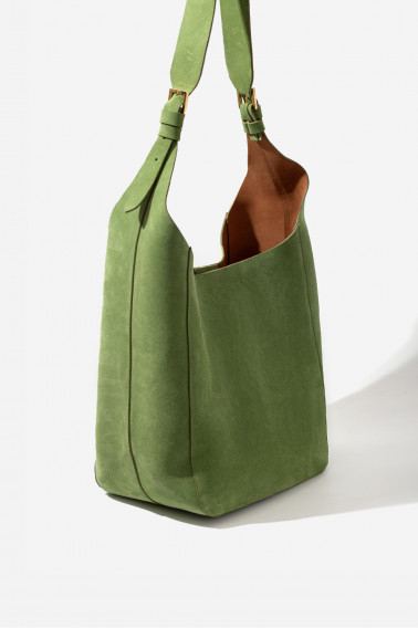 Tasha green suede leather hobo-bag