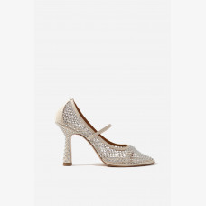 Jerry milky leather with Swarovski crystals pumps