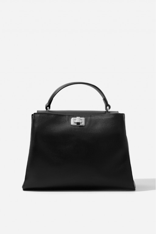 Erna Soft black leather
bag /silver/