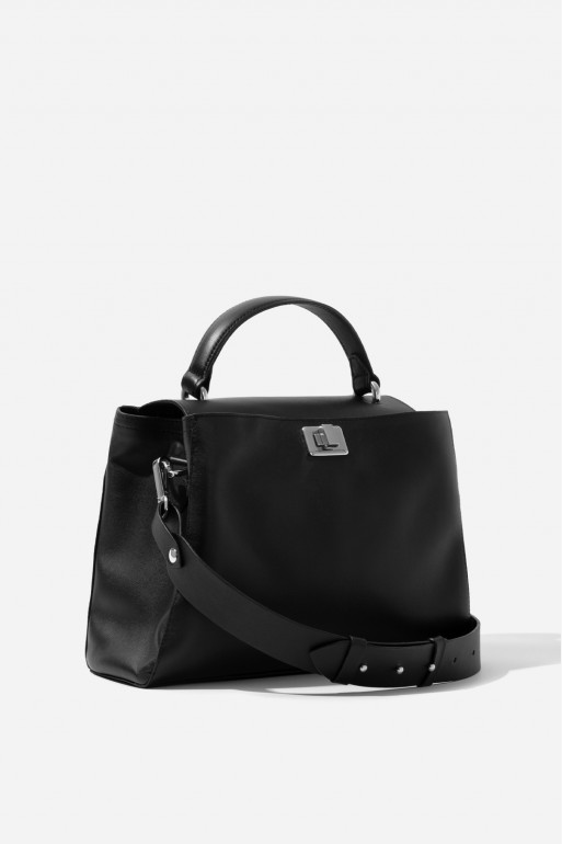 Erna Soft black leather
bag /silver/