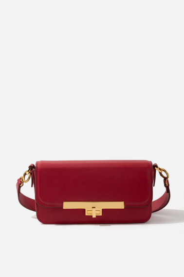 Harper red leather baguette bag
