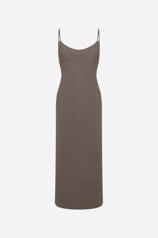 Taupe maxi dress with thin straps