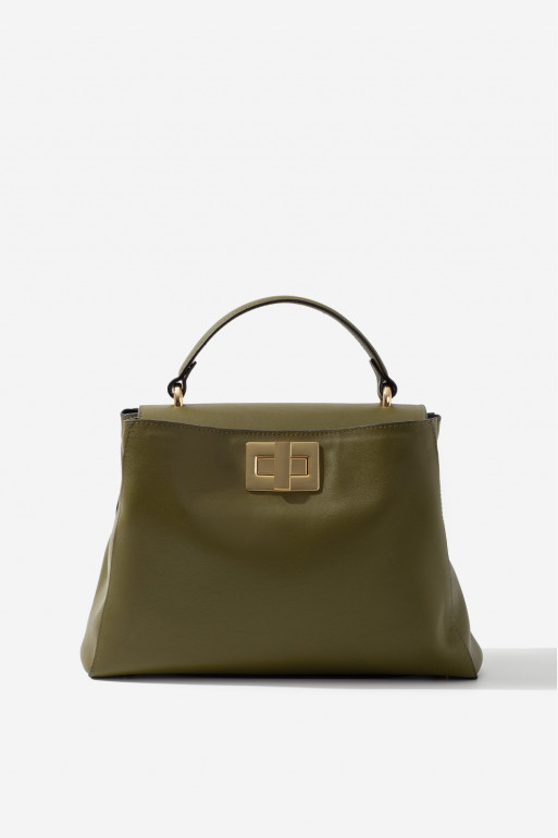 Erna Soft New dark olive leather bag /gold/