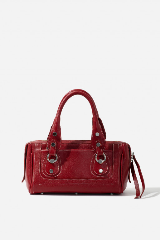 Donna red leather bag /silver/