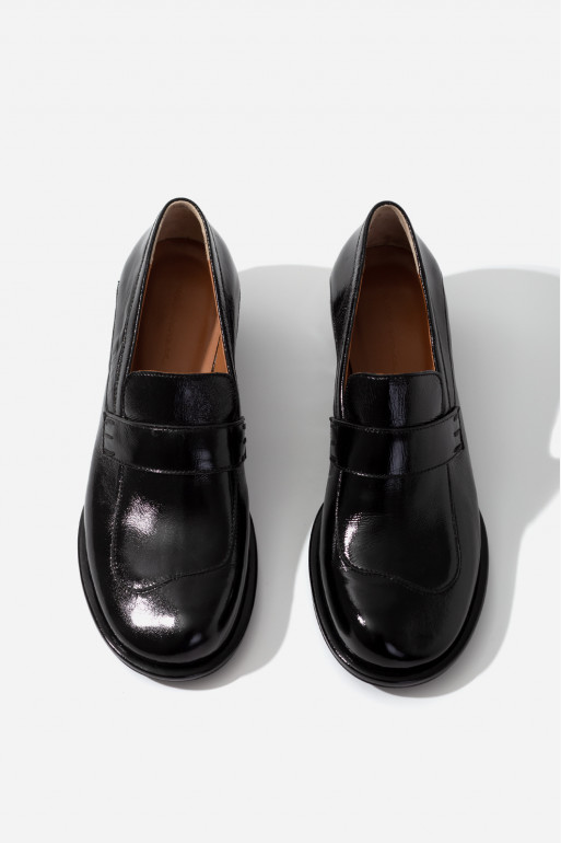 Black leather Greta loafers