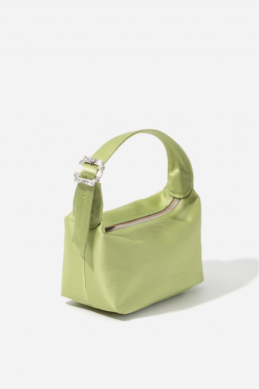 Selma micro light green satin bag  /silver/