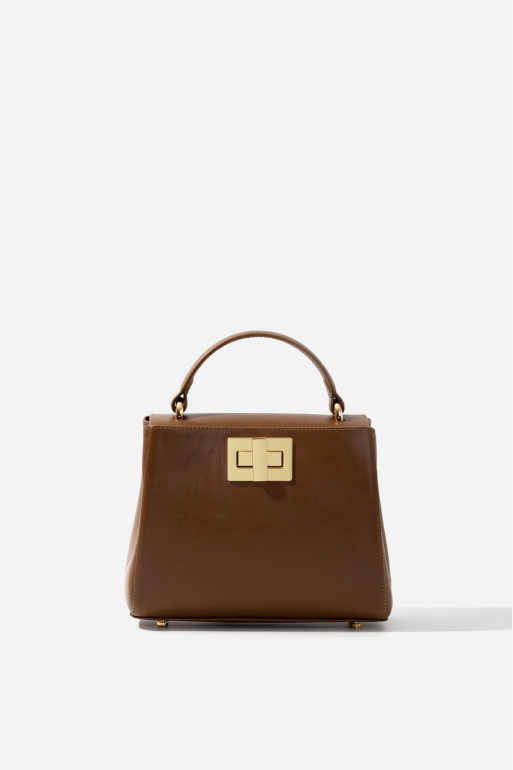 Erna mini New brown leather bag /gold/