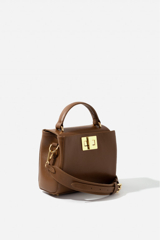 Erna mini New brown leather bag /gold/