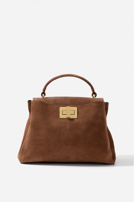 Erna Soft New brown suede leather bag /gold/