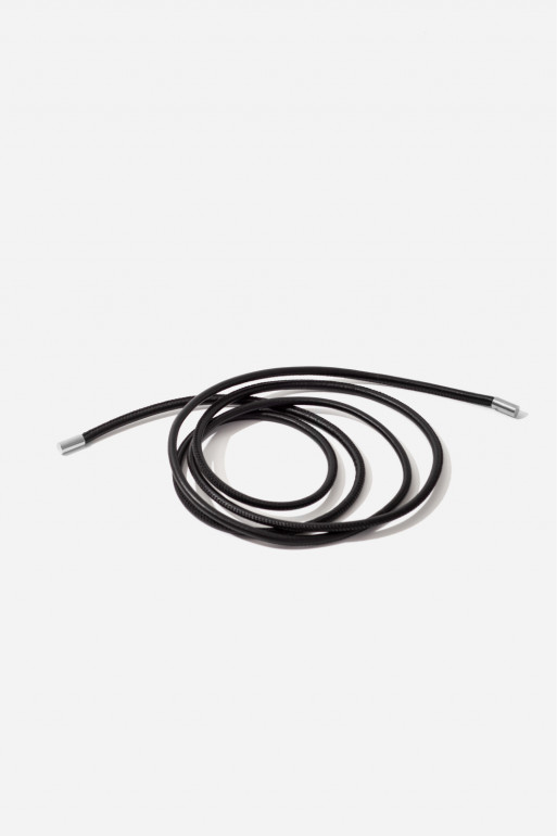 Black leather cord belt /silver/