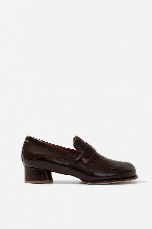 Dark brown leather Greta loafers