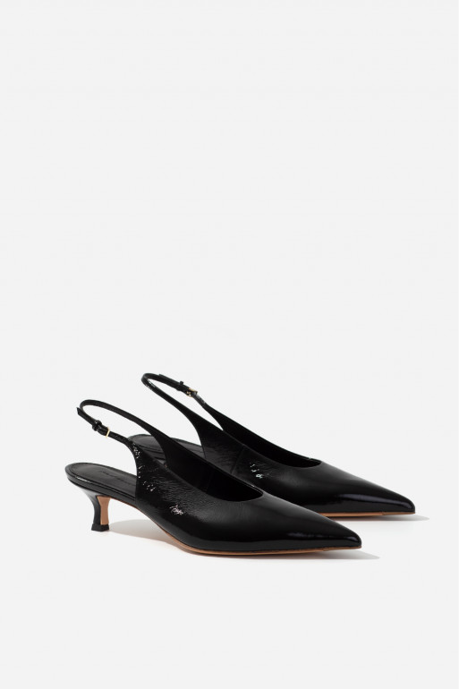 Darcy black leather slingback shoes /4 cm/