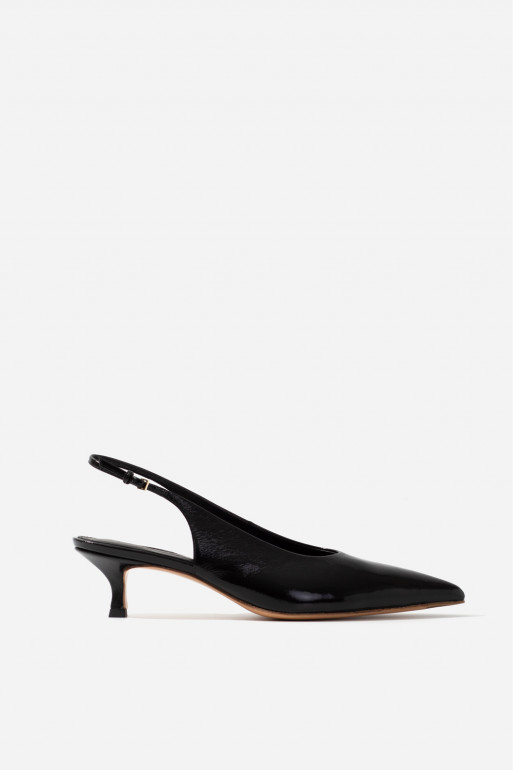 Darcy black leather slingback shoes /4 cm/