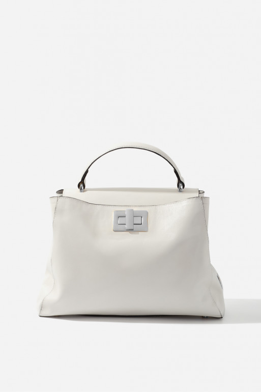 Erna Soft New white leather bag /silver/