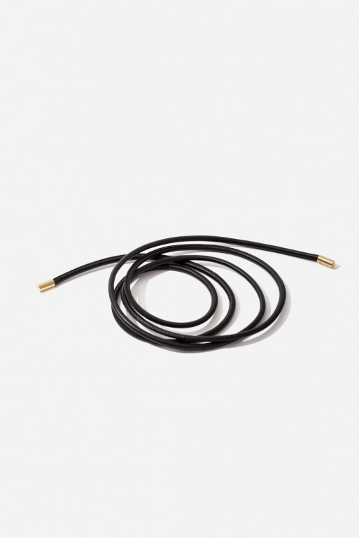 Black leather cord belt /gold/