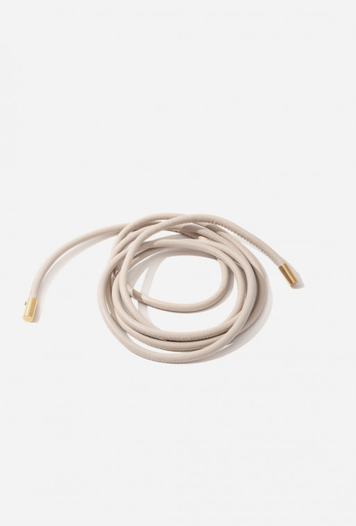 Milky leather cord belt /gold/